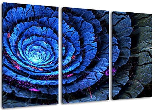 Abstract Blue carbon Format: three-piece total 120x80, covered painting on canvas, huge XXL images completely finished and framed with stretcher, Art print on wall picture with frame, cheaper than painting or picture, no posters or poster