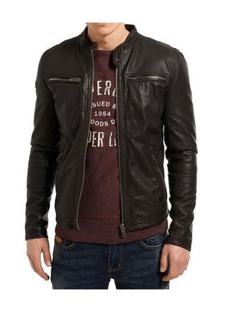 Western Leather Men's Lambskin Leather Bomber Biker Jacket