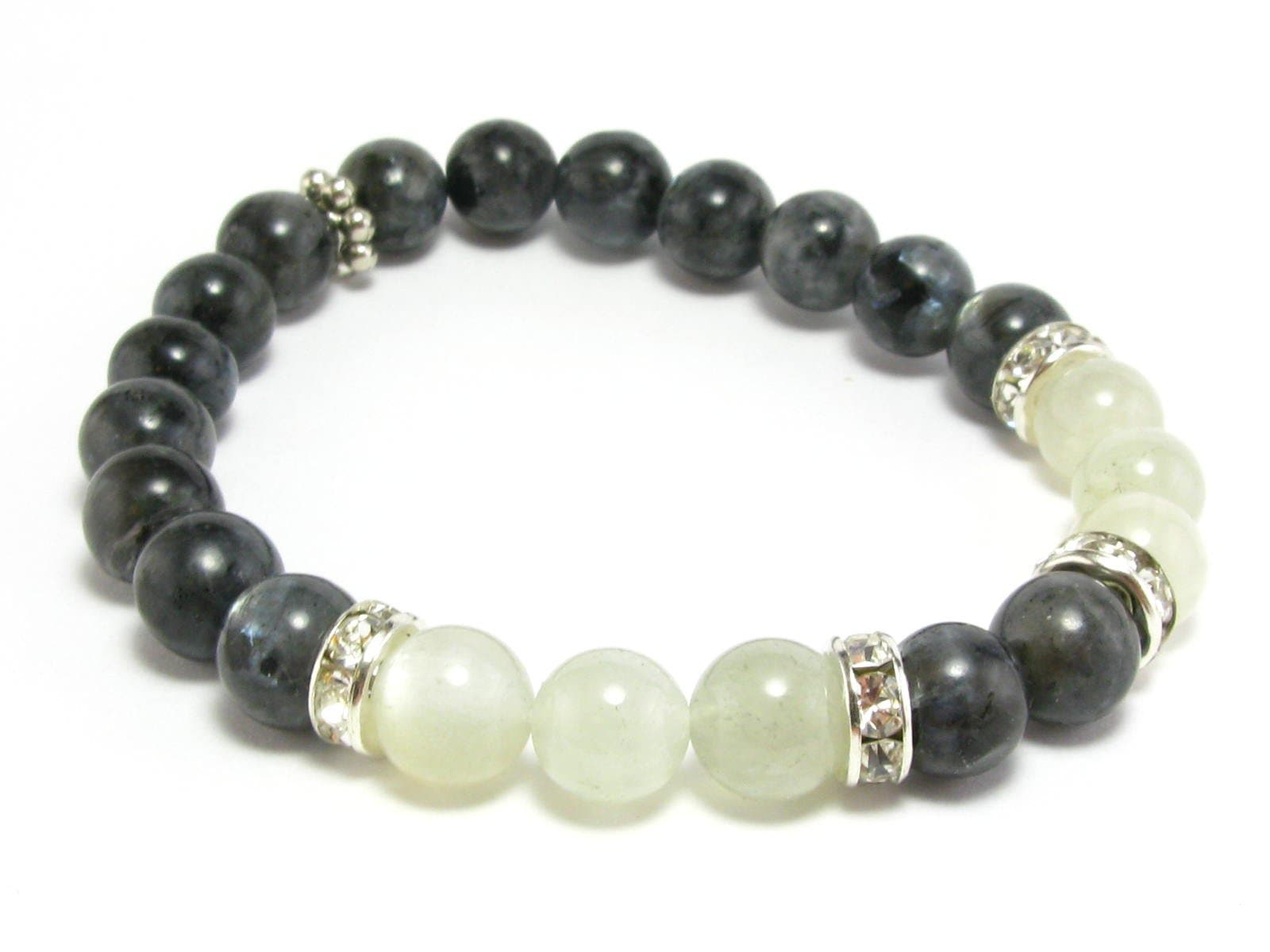 Mystic Merlinite & Moonstone Stretch Bracelet - 7"