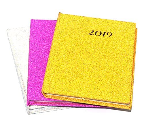 1x 2019 A6 Week to View Glitter Diary Hardback Cover Design at Random