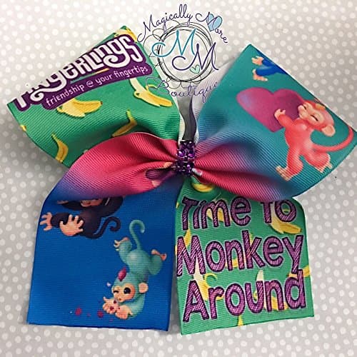 Fingerlings inspired cheer bow, monkey hair bow, unique Great stocking stuffer tween, teen