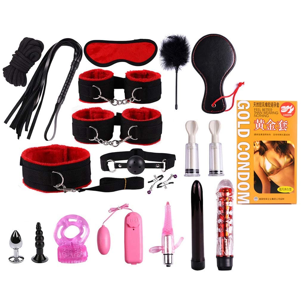 Guiseniour 19 PC/Set Leather Set Special Binding Set SM Kit for Couple Adult Sexy Toy (Red)