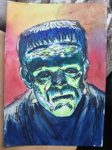 Frankenstein Boris Karloff 10 by 7" Lou Baker Original Art