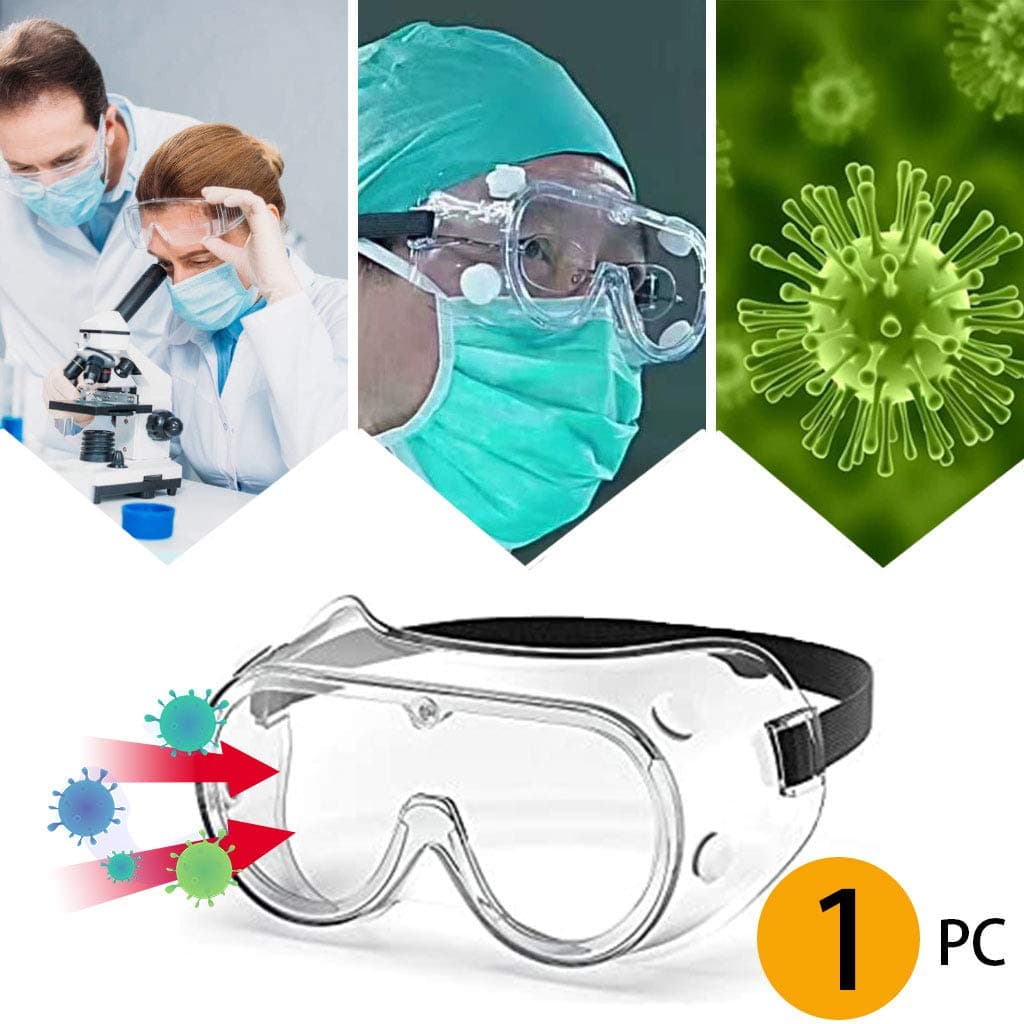 CheChury Protective Safety Goggles Eye Protection Full View Safety Work Glasses Over Spectacles Anti Dust Scratch Resistant Isolate Virus Glasses (1 pair)