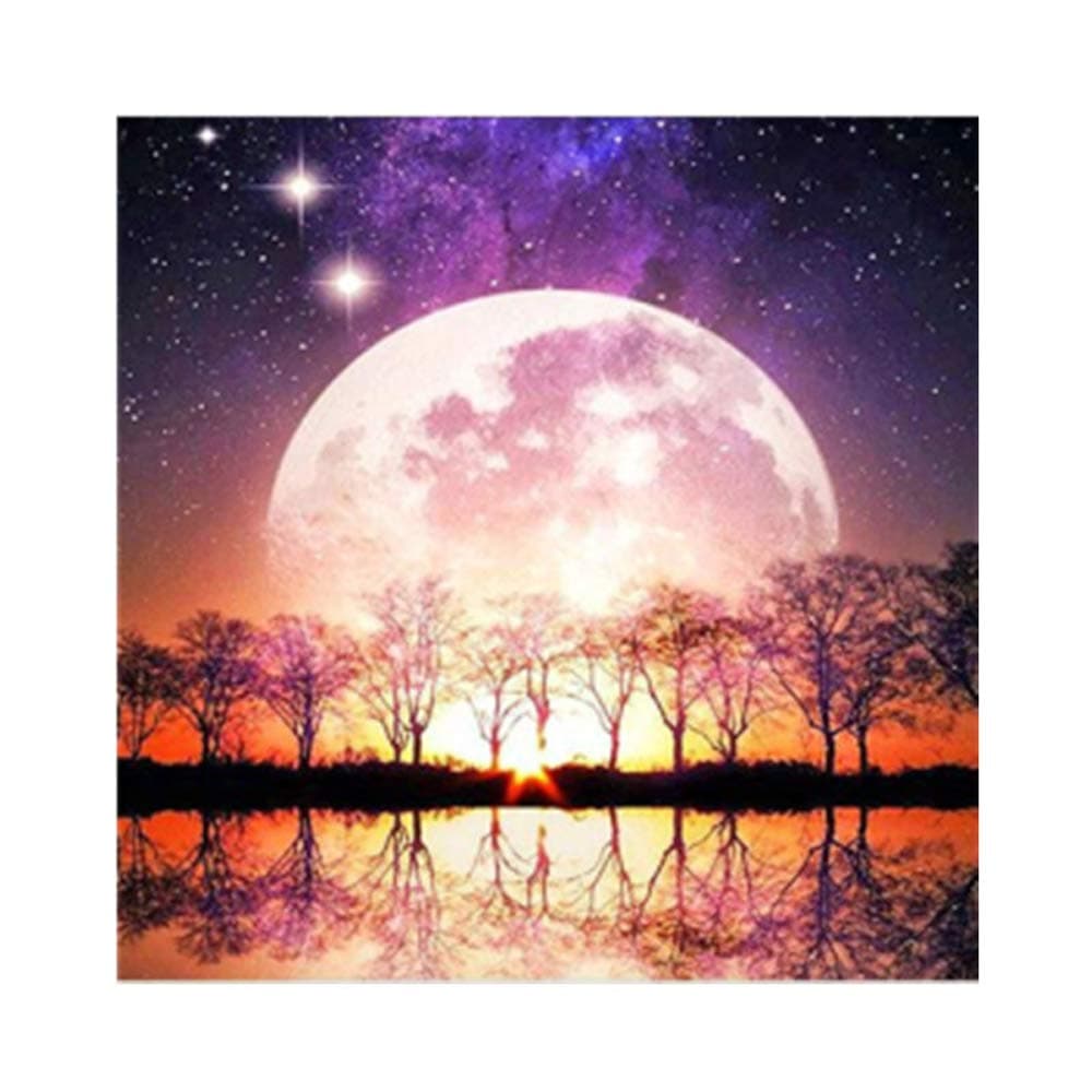 thanksky Paint by Numbers Kits, Full Moon Tree Full Drill DIY 5D Diamond Painting Cross Stitch Kits (style4)