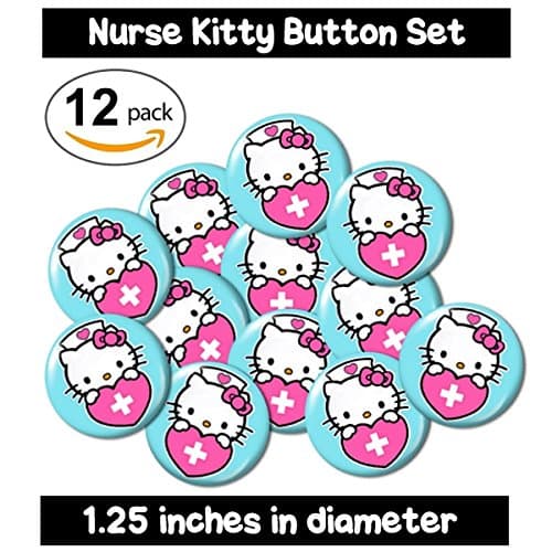 NURSE KITTY FLATBACK BUTTONS - NO PINS (set #2) blue teal cute gifts jewelry supplies badge medical rn