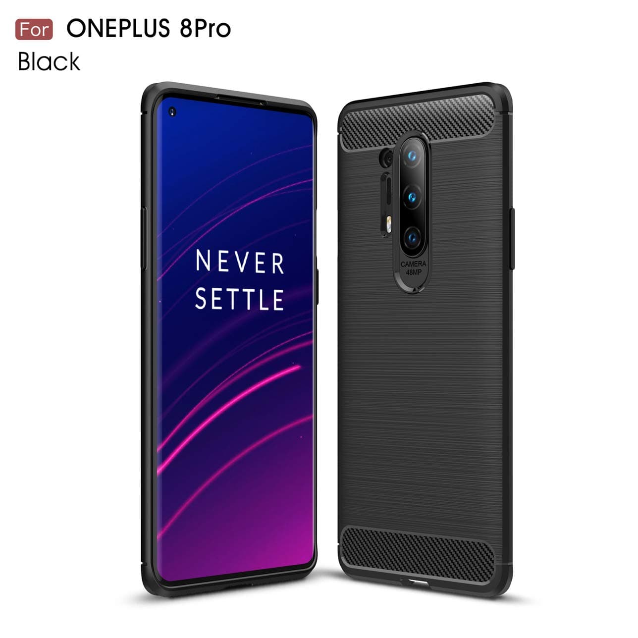 OnePlus 8 Pro Case,Silicone soft Cover,Shockproof Protection,durable Ultra thin Carbon fiber case,For OnePlus 8 Pro (Black)