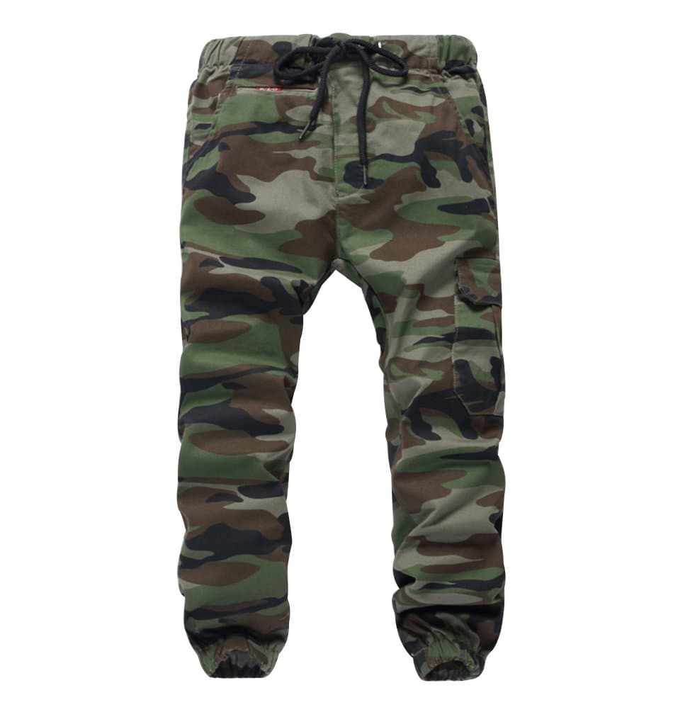 Boys Camo Pants Kids Pull On Drawstring Youth Camouflage Cargo Joggers