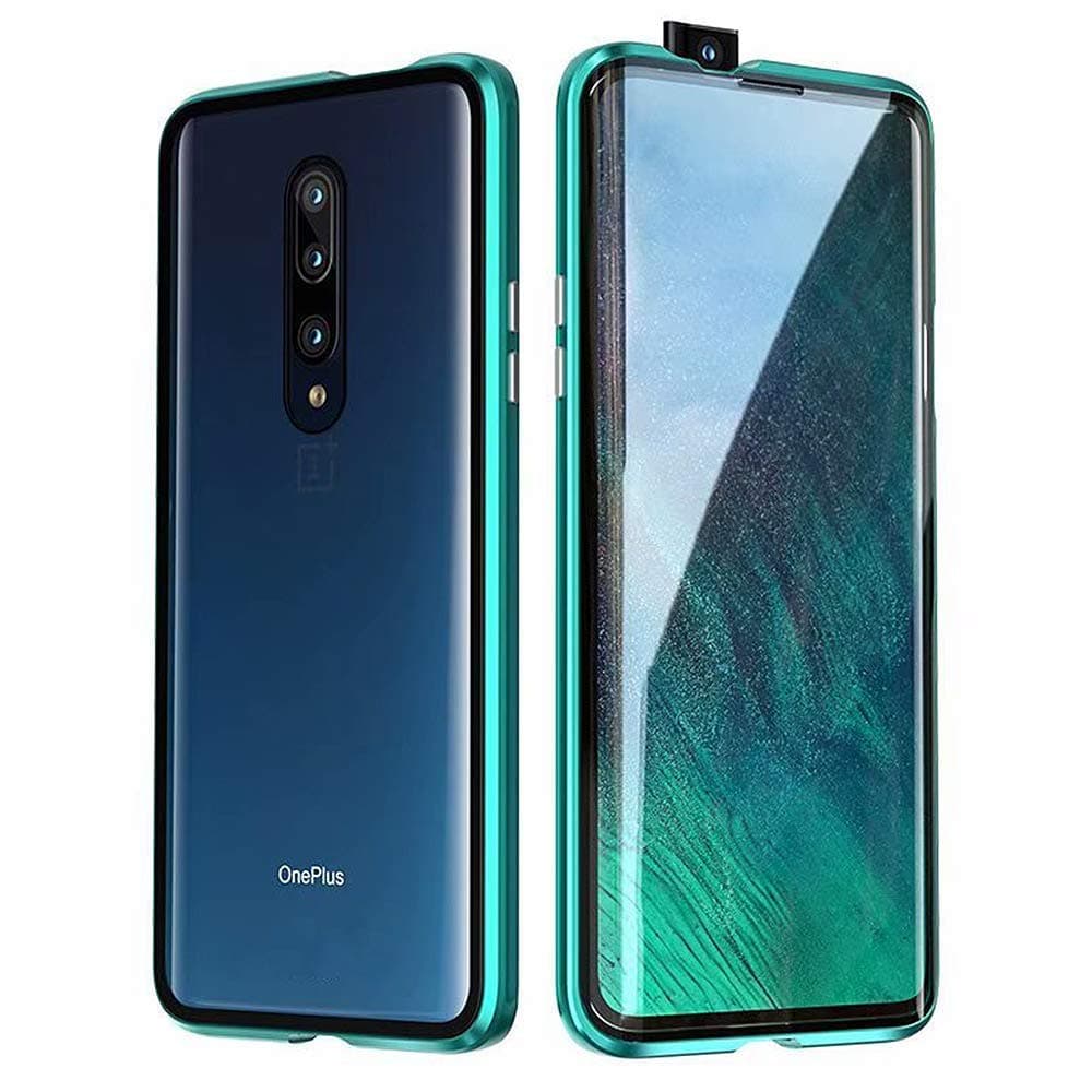 JoyCube For OnePlus 7 Pro Case,360°Full Body Cover, Magnetic Adsorption Bumper With Built-in Screen Protector [Front&Back Of Clear Touchable HD Tempered Glass] 1+7 Pro Rugged Metal Protection(Green)