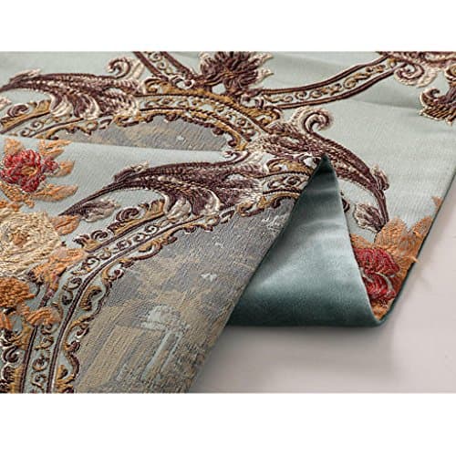 AMCER Green Jacquard Table Runner Beige Stripe Fabric Decoration Bedside Towel 82" x 12.2"