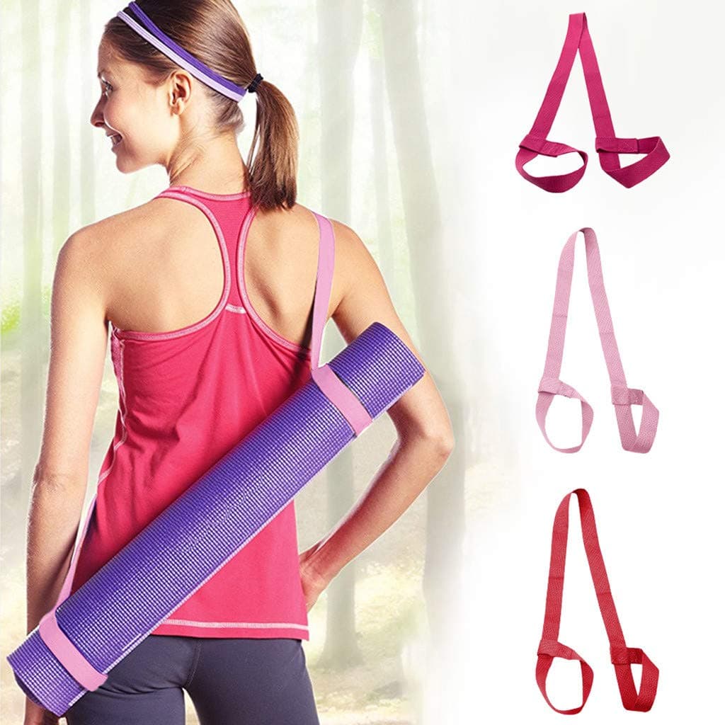 Gallity Yoga Mat Strap, Adjustable Yoga Carrying Exercise Strap Sling, 59" Durable Cotton Pilates Straps,Premium Shoulder Design Yoga Mat Carry Strap Sling Belt (Red)