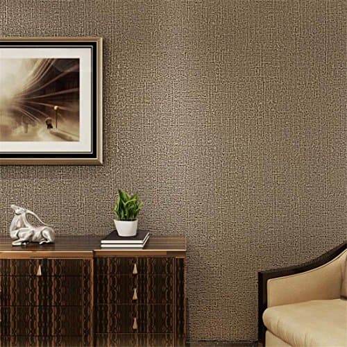 LINGJUN Modern Minimalist Non-Woven Water Plant Pattern 3D Flocking Embossed Wallpaper Roll Living Room Bedroom (Brown01)