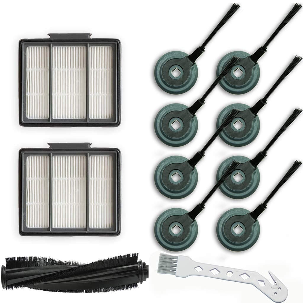 1 Main Brush & 2 Pack Hepa Filter & 8 Side Brushes Replacement for Shark ION Robot S87 R85 RV850 R87 R76 RV871 RV761 Vacuum Cleaner