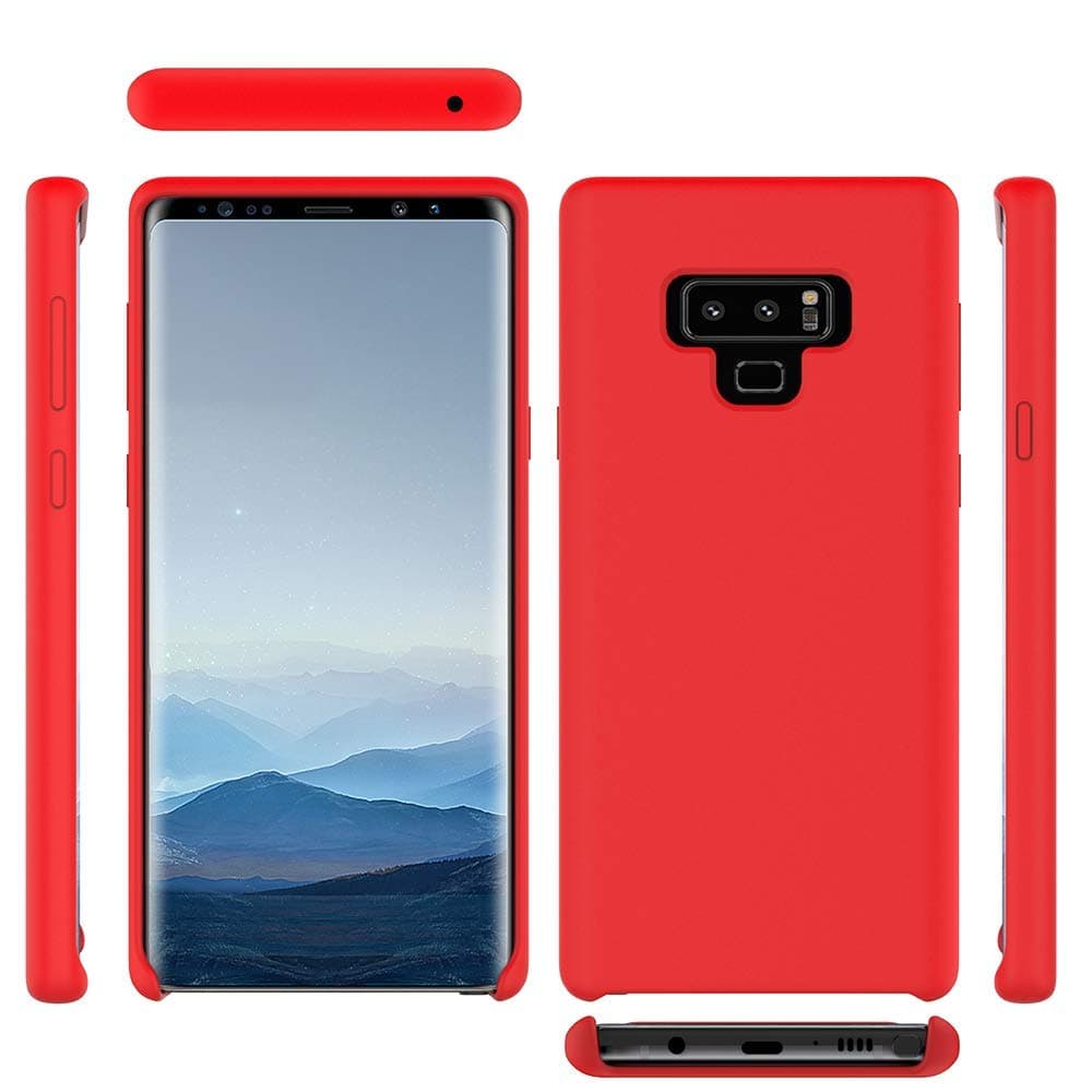 LIRAMARK Liquid Silicone Soft Back Cover Case for Samsung Galaxy Note 9 (Red)
