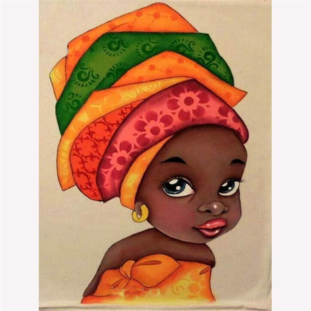 Paint by Number Set 16 X 20 Inch Canvas DIY Oil Painting for Kids, Students, Adult Beginners with Brushes and Acrylic Paint -African American Girl