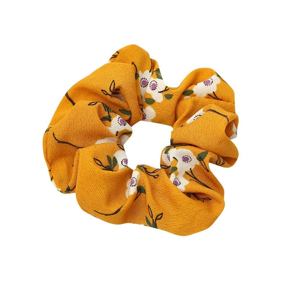 Women Boho Elastic Hair Rope Ring Tie Scrunchie Ponytail Holder Hair Band Headband (Yellow)