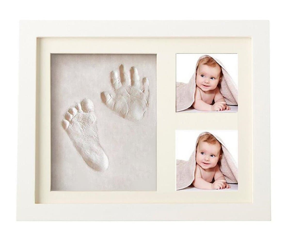 Emwel Baby Hand Print Kit Newborn Picture Frame Keepsakes Frames for Registry Memorable Keepsakes Decorations, Wood Frames with Safe Clay