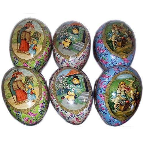 Nestler German Paper Mache Easter Egg Boxes Large 7" Vintage Style Set of 6