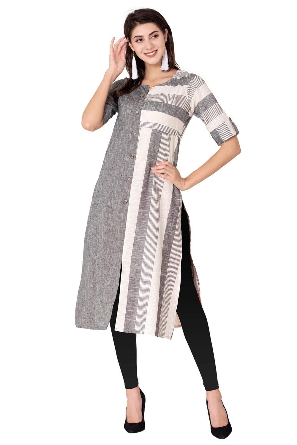 Kurtas for Womens Chambray Straight Kurti (Grey)