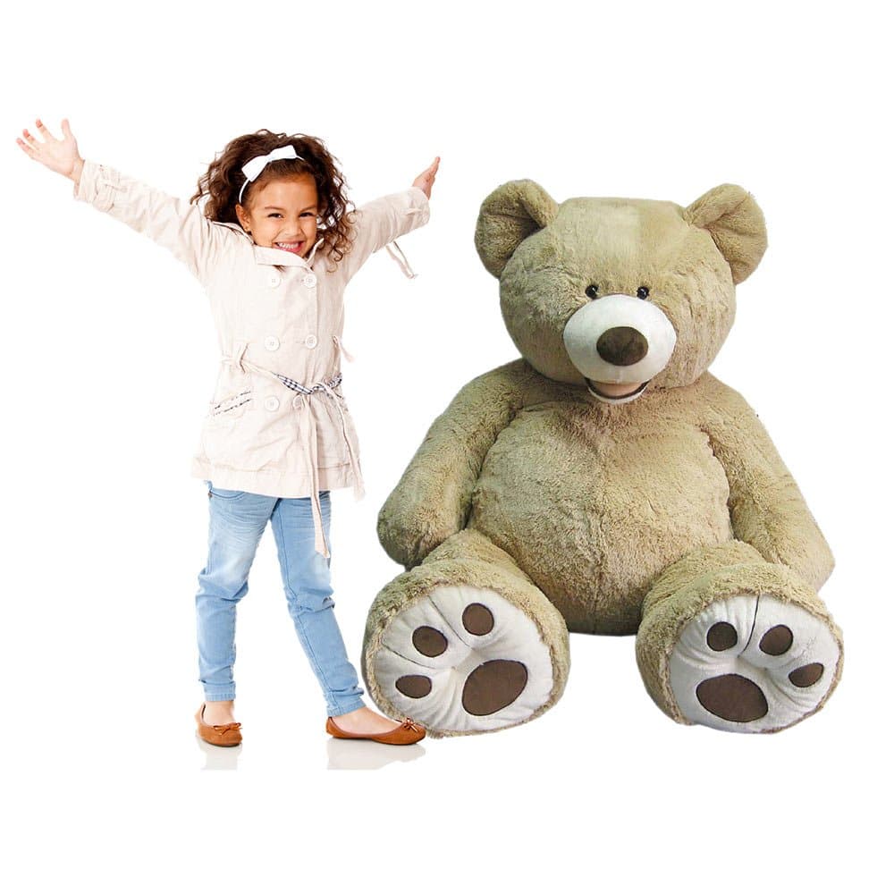 Extra Large Teddy Bear. The “HugFun” Plush Sitting Teddy Bear is a Massive 53 inches (134cm) from Head to Paw. This Giant XXL Kids Teddybear has Beautiful Soft Light Brown Fur, Quality Construction and is the Perfect Soft Toy Companion for Children (+3yrs) or Bear Lovers of any age.
