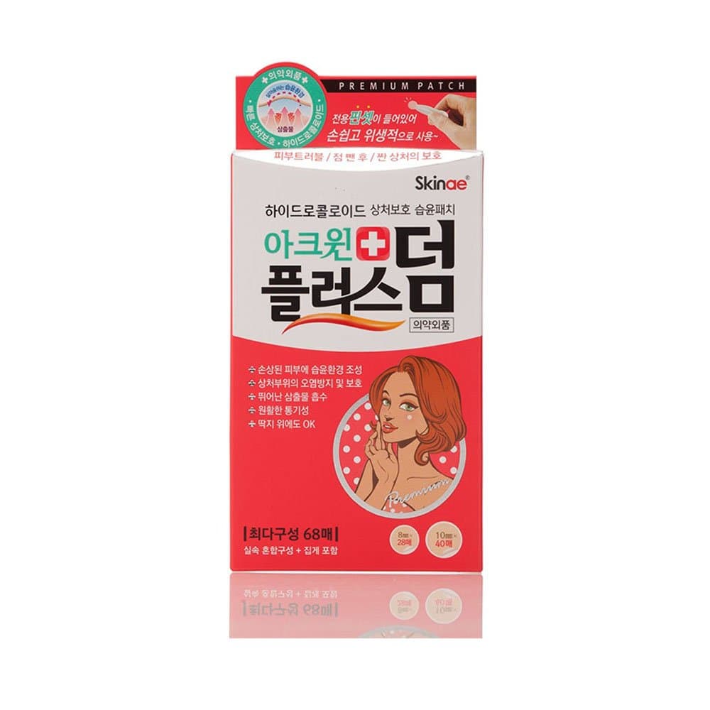 Acwin Plus Derm Acne Spot Pimple Absorbing Cover Patch, Moist Wound Dressing for Skin Trouble Acne Pimple Care Hydrocolloid Patch (68 count)