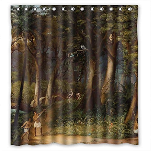 NASAZONE Width X Height / 66 X 72 Inches / W H 168 By 180 Cm Beautiful Scenery Landscape Painting Bathroom Curtains Polyester Fabric Ornament And Gift To Couples Bf Birthday Boys Kids. D