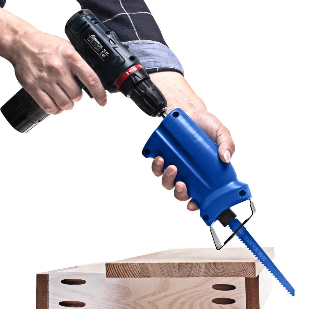 AUTOTOOLHOME Reciprocating Saw Adapter Electric Drill Attachment Power Tool Accessories with 3 Reciprocating Saw Blades for Cordless Power Drill
