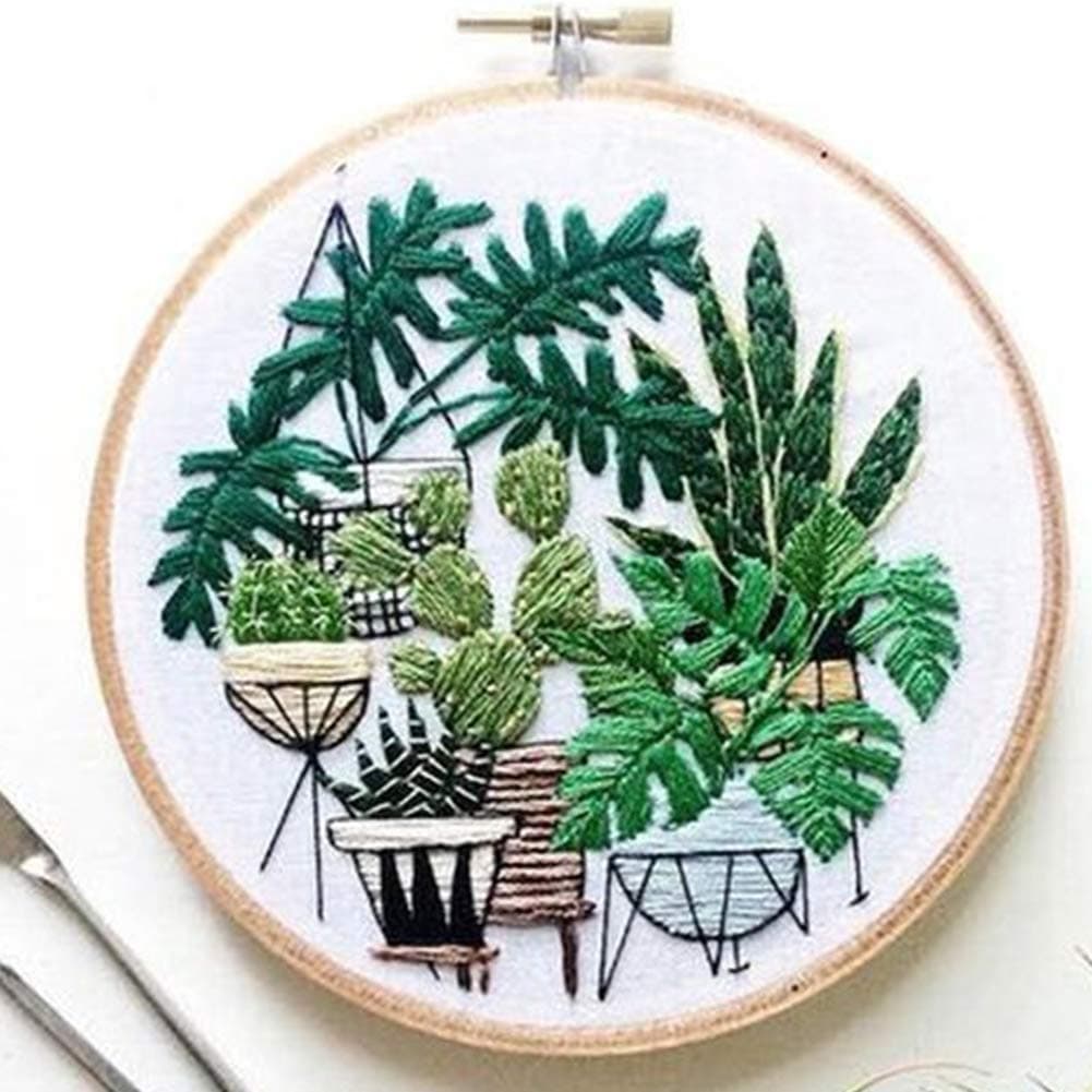 Coherny Three-Dimensional DIY Full Range of Embroidery Starter Kit with Pattern Cross Stitch Kit with Bamboo Embroidery Hoop