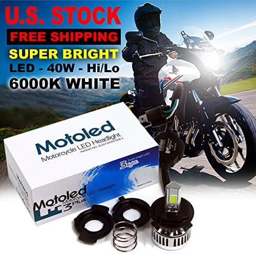LED POST MOTOLED All In One Motorcycle H4 LED Headlight COB Hi Lo Beam Light Bulb Kit, 40W, 3000 LM