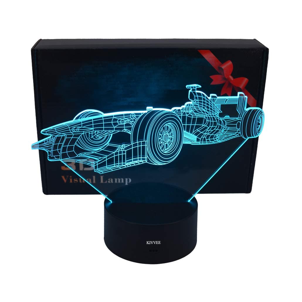 LLUUKK Visual 3D Night light Lamp Racing car Race Driver toys Desk Lamp Table decoration household accessories Kids gift boys festival for sports lovers