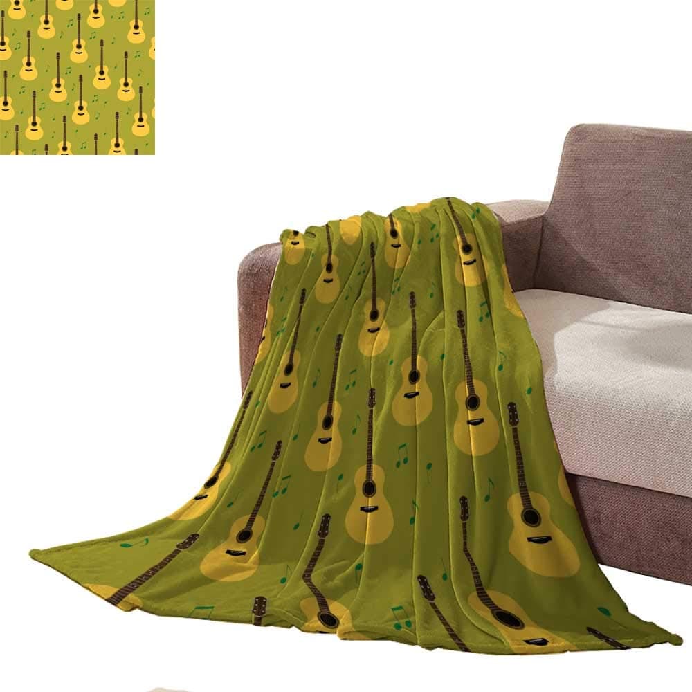 Lightweight Blanket Vector seamless pattern with guitars sherpa throw blanket L60"xW50"