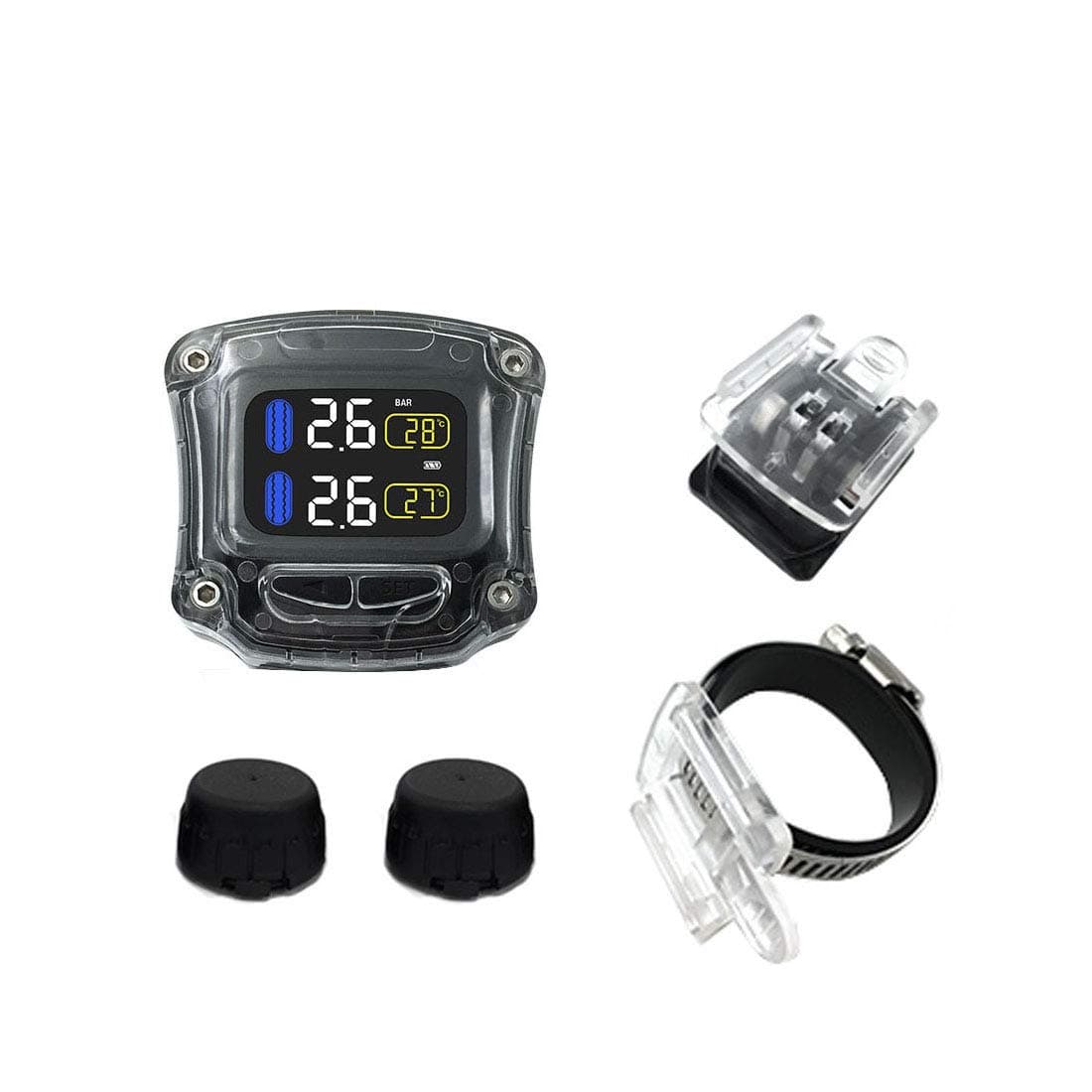 Careud M3BWF TPMS Waterproof Lightning-Proof General Wireless Motorcycle Tire Pressure Monitoring System for 2-Wheeled Motorcycle Motorbike (External Sensor)