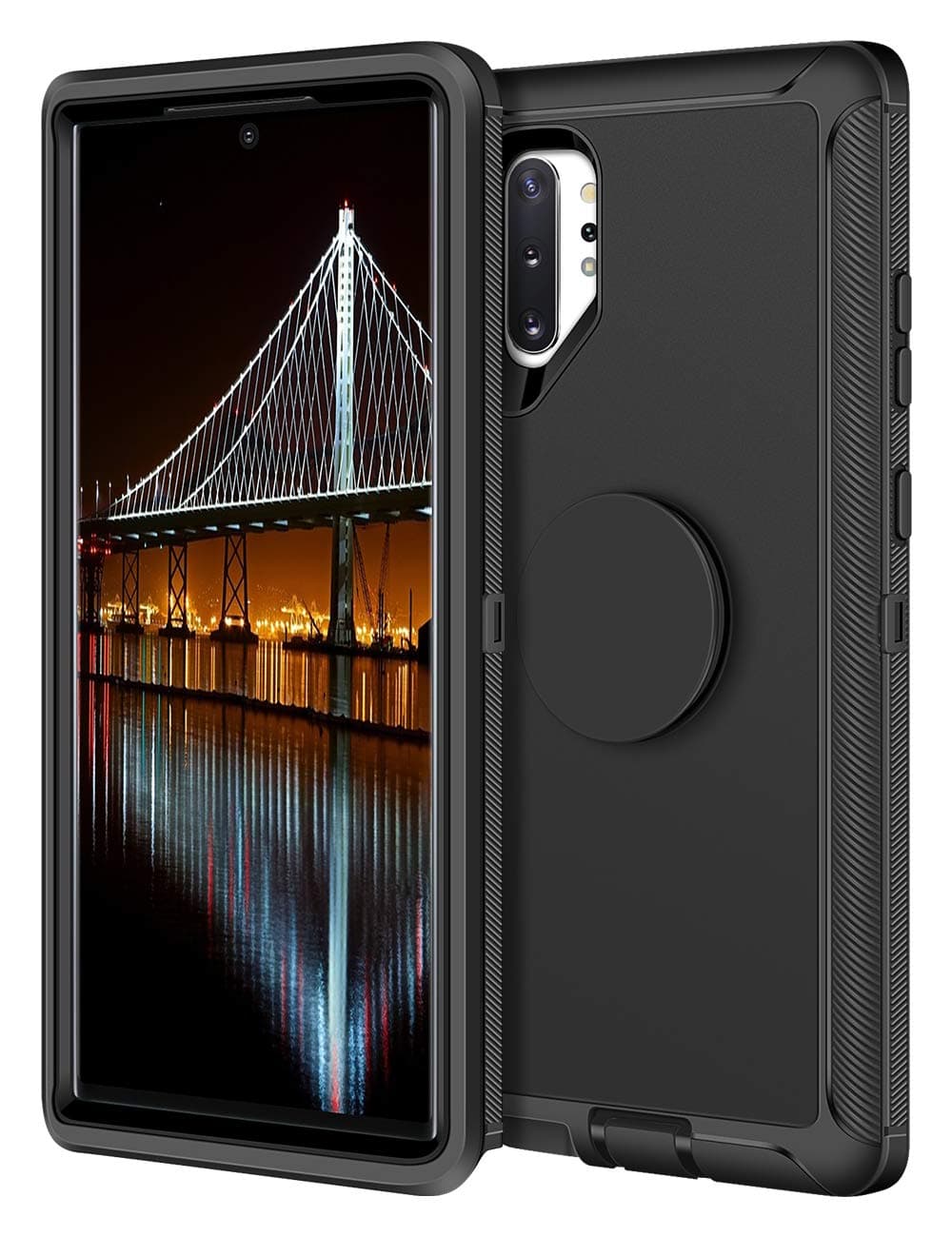 Aemotoy for Galaxy Note 10+ Plus 5G Case Hybrid Protective Heavy Duty Hard Shell with Kickstand Holder Full Body Shockproof Cover Case for Samsung Galaxy Note 10+, Black