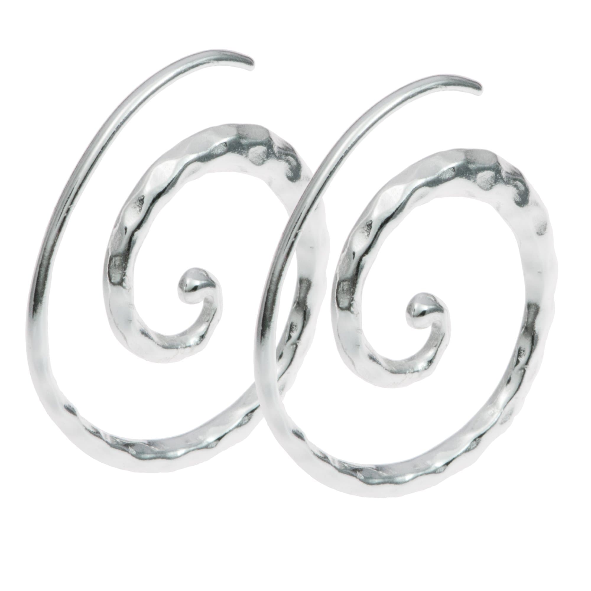 925 Sterling Silver Whirl Coil Hammered Wire Earring Hook