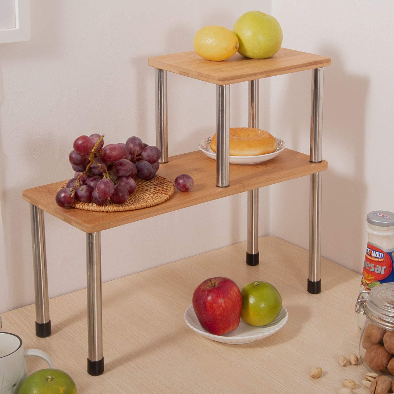 OllierooKitchen Counter Storage Shelf, Bathroom Sink Counter Cabinet Organizer (Rectangle)