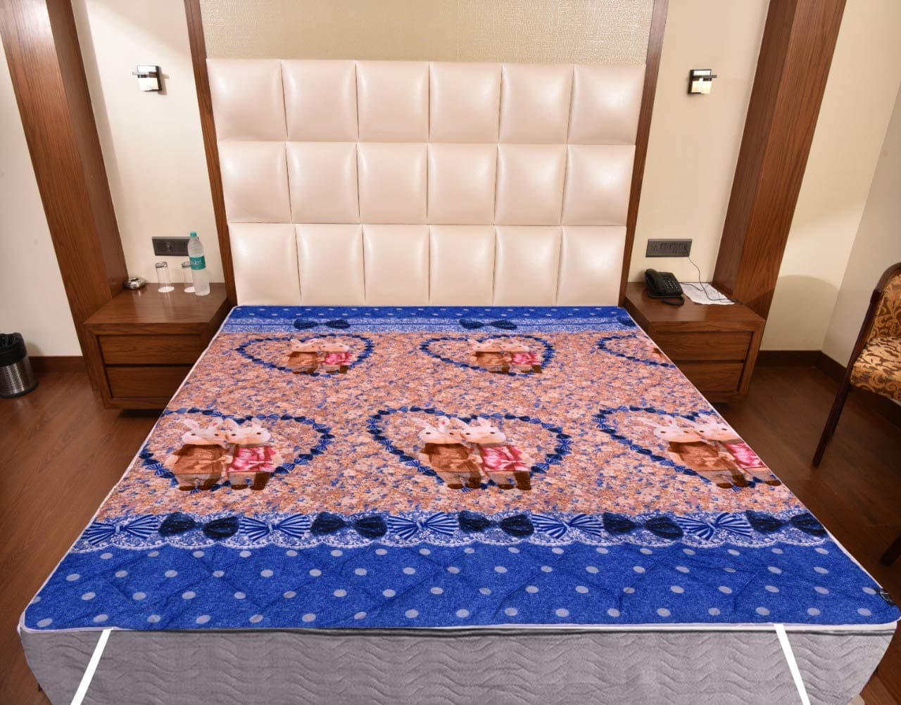 RRCCotton 100% Waterproof Mattress Protector - Queen Size, Quilted Mattress Protector - (60" x 78") (Navy)