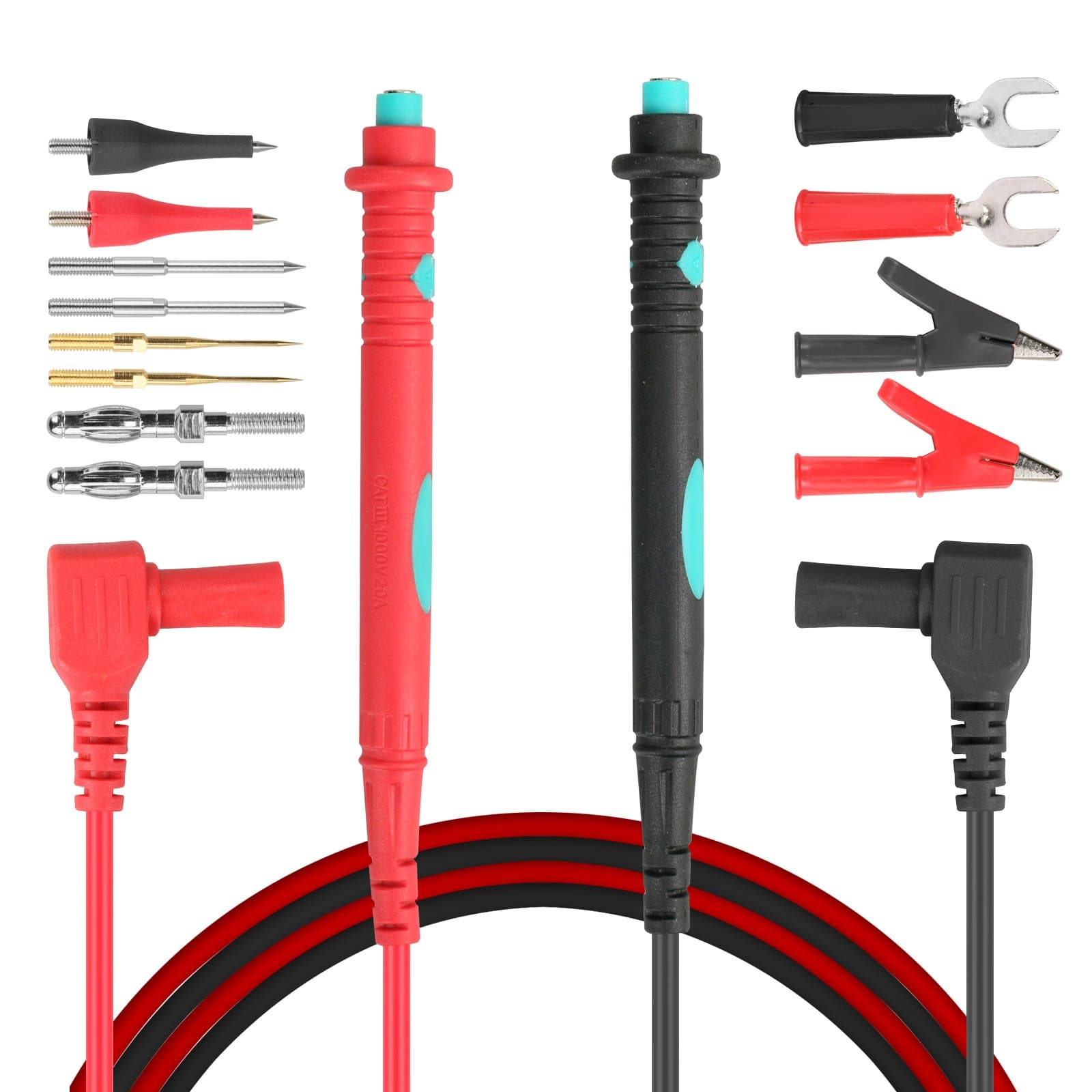 Digital Multimeter Test Lead Kit Set 1000V 20A Cable Probe Replaceable Needle Tips with Alligator Clip Test Cables Probes14PCS