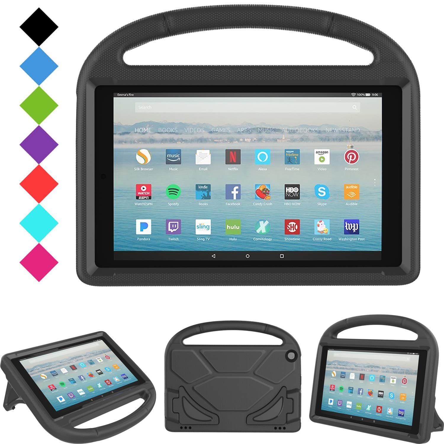 All-New Fire HD 10 2019/2017 Tablet Case - TIRIN Light Weight Shock Proof Handle Stand Kids Friendly Case for Amazon Fire HD 10.1 Inch Tablet (9th/7th Generation, 2019/2017 Release), Black