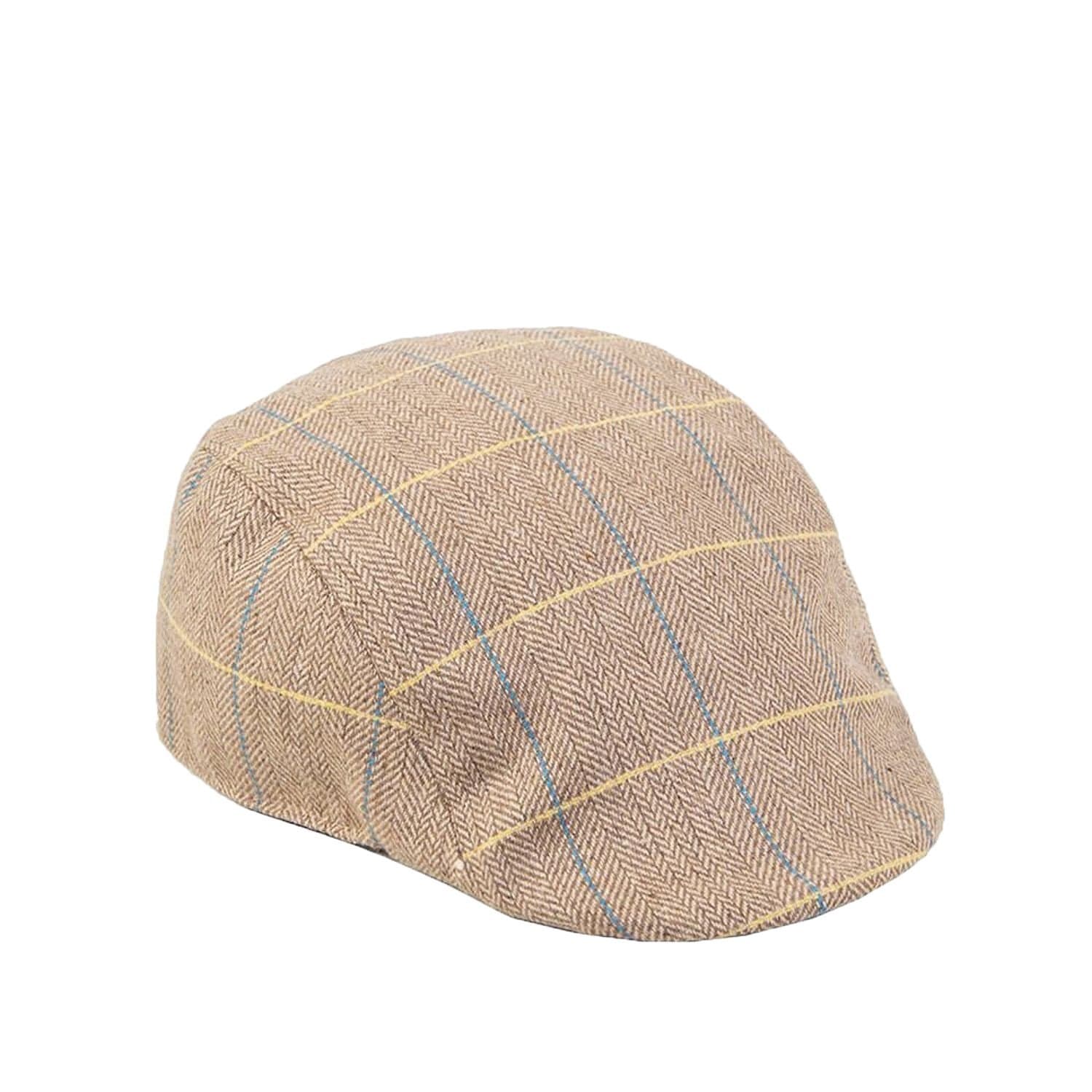Mens Marc Darcy Oak Tweed Check Print Flat Cap available in S/M or L/XL