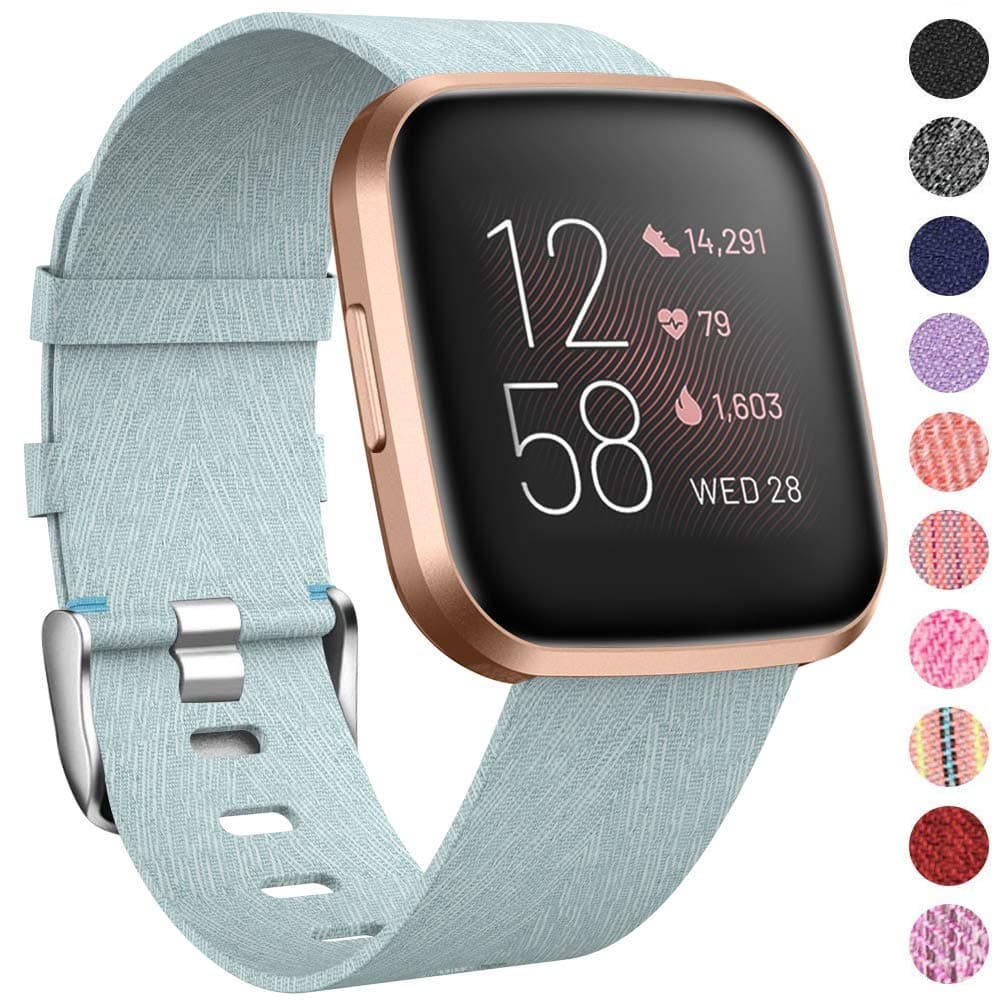 NANW Bands Compatible with Fitbit Versa/Versa 2, Versa Lite Edition Bands Small Large, Woven Fabric Accessories Strap Wristband Replacement Women Men Compatible with Fitbit Versa 2 Smartwatch