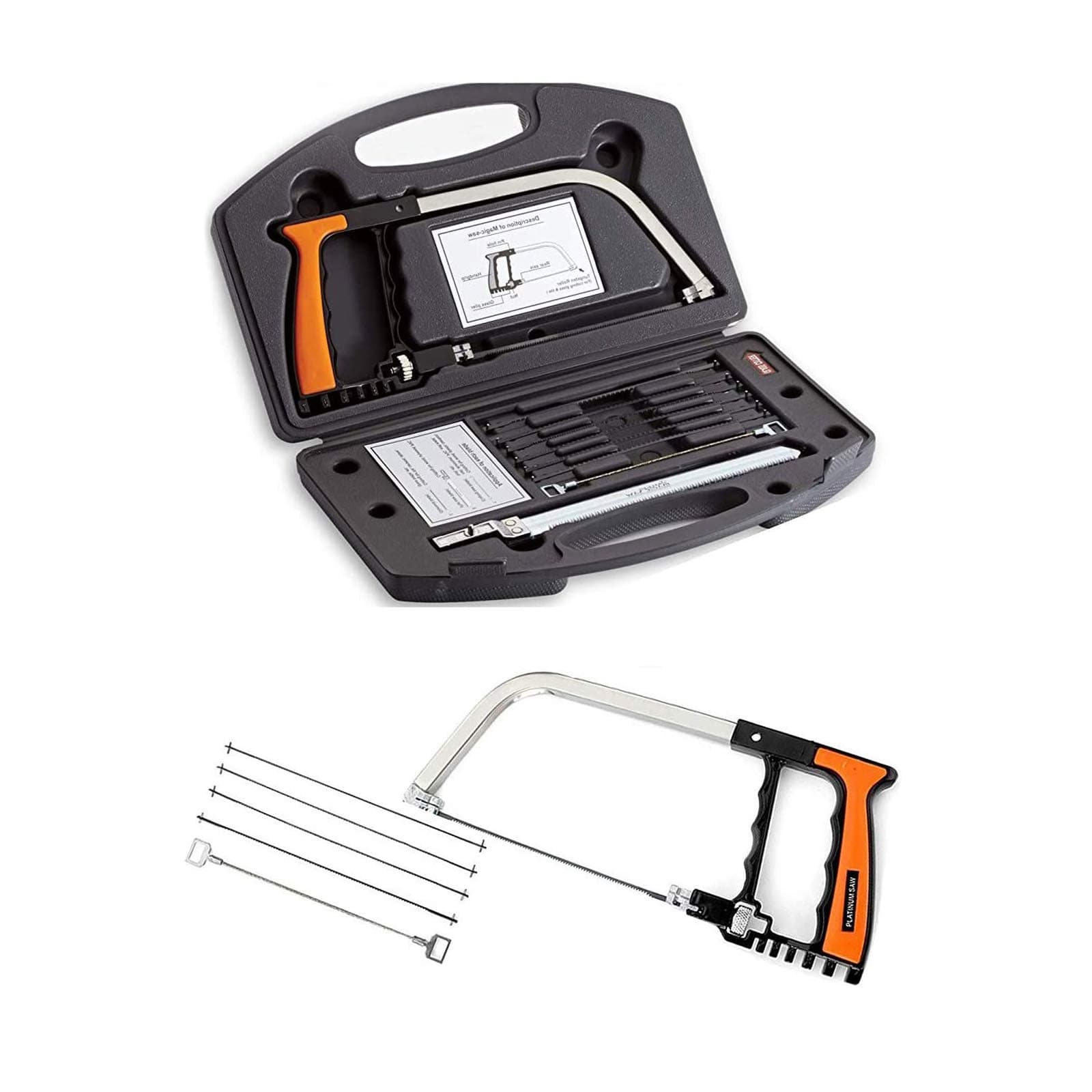 New 15-in-1 Magic Universal Hand Saw Kit Toolbox Of Multi Blades Set Works As Hacksaw Coping Bow Jab Rip Pruning Chain Handsaws A Cutter Suitable To Cut Wood PVC Pipes Gift-s For Men (Full Edition)