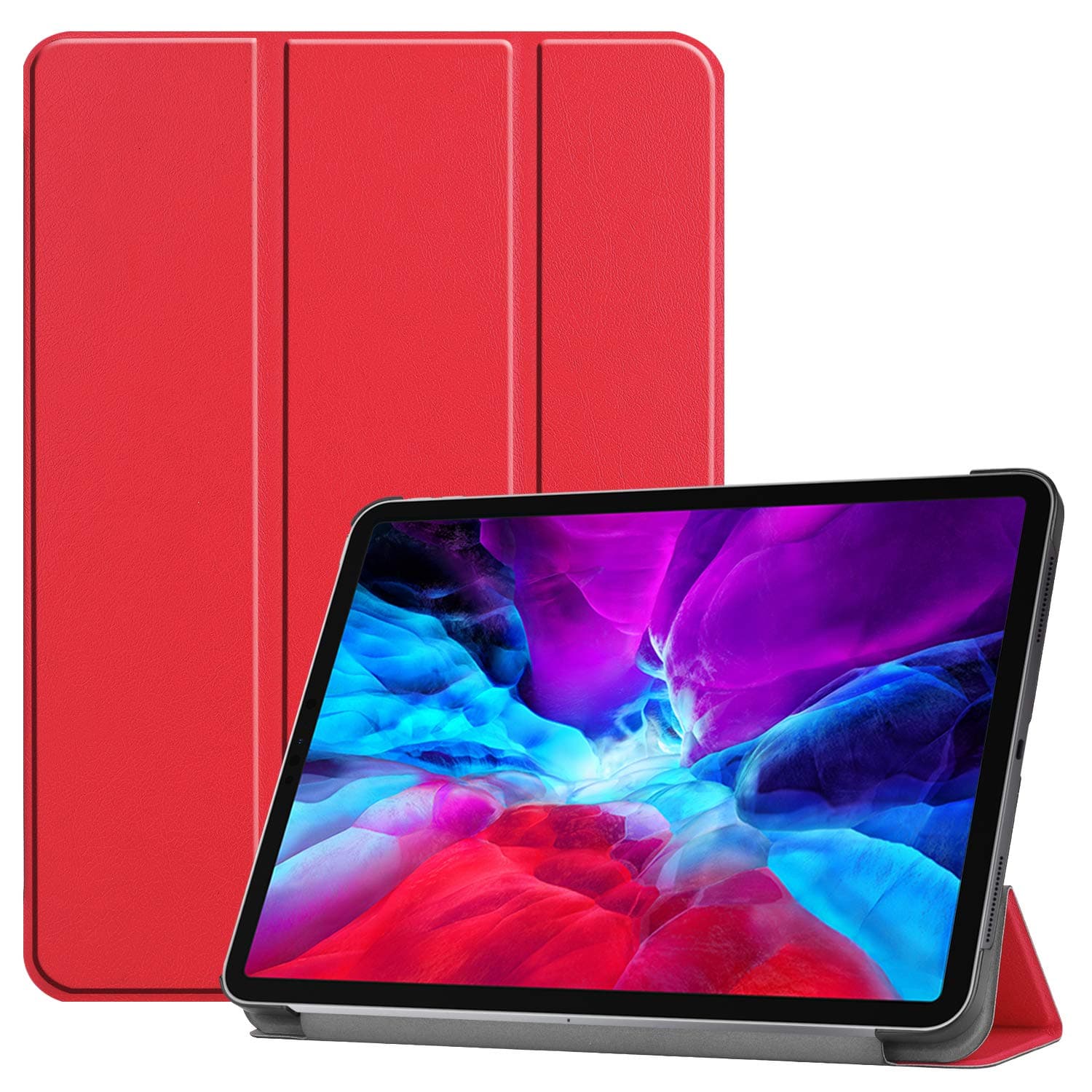Smart Case for iPad Pro 12.9 inch 2020 4th Generation, UGOcase [Support Apple Pencil Charging] Slim Lightweight Stand Cover with Auto Wake/Sleep for iPad Pro 12.9 [Multiple Angle Viewing], Red