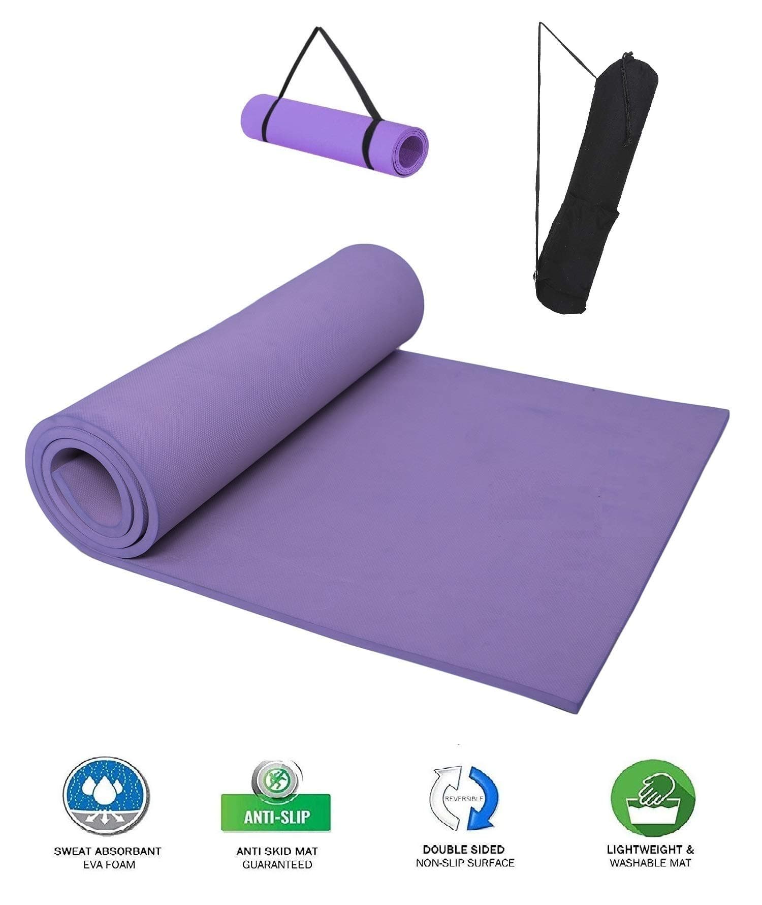 VIFITKIT Extra Thick Yoga and Exercise Mat with Carrying Strap and Bag, Anti Skid Yoga mat for Gym Workout and Flooring Exercise for Women and Men (8mm,10mm)