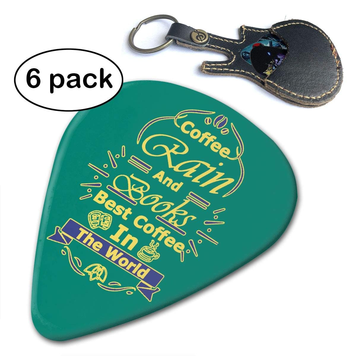 Coffee Rain And Books Best Coffee 351 Shape Classic Picks (6 Pack) For Electric Guitar, Acoustic Guitar, Mandolin And Bass