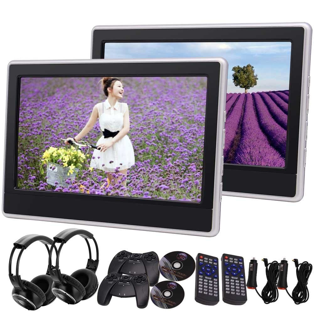 Eincar 2PCS Car Headrest Monitors with 11.6 Inch Wide LCD Screen Car DVD Player Support USB SD FM IR Multi-OS Language with Dual Wireless Headphones Remote Control