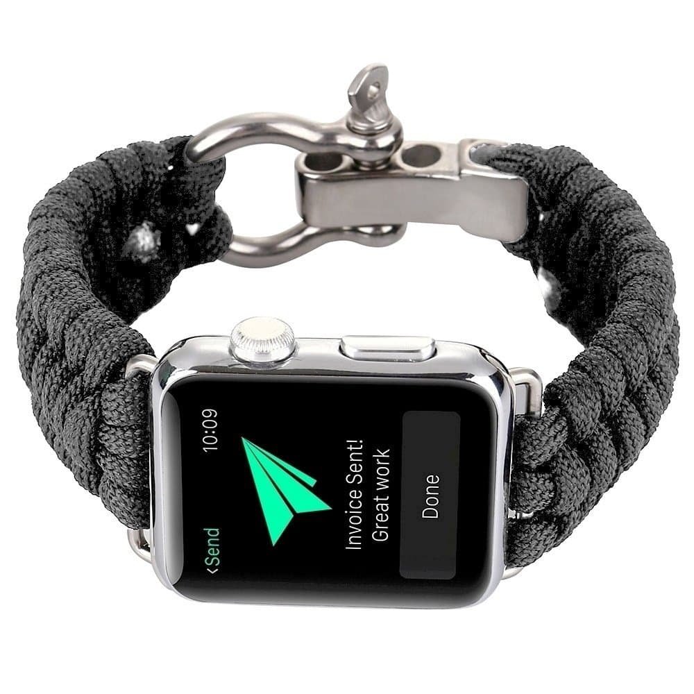 Band Replacement for Apple Watch Nylon Camo Strap Woven Bracelet Paracord 550 Updated Adapter For i Watch Series 4 3 2 1