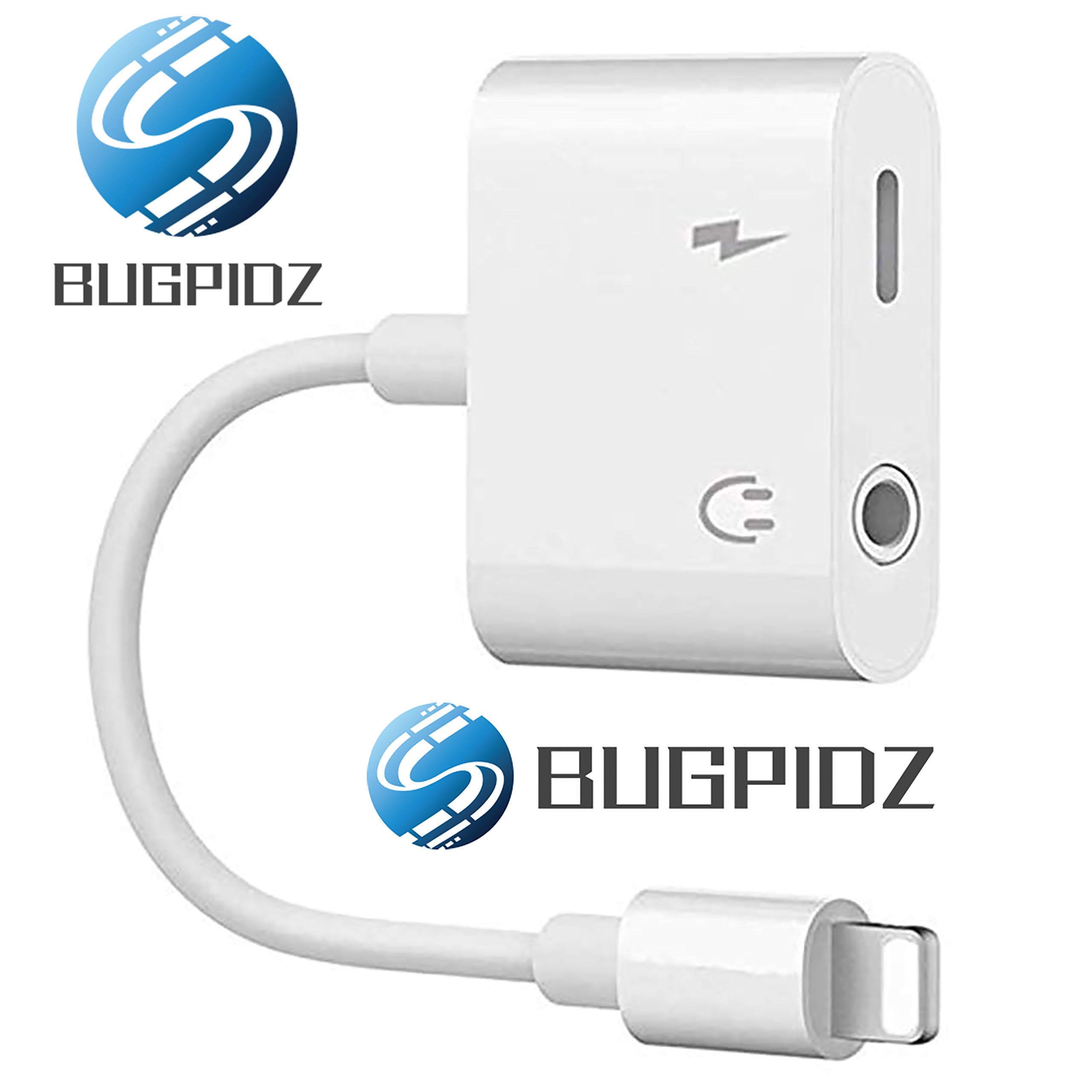 BUGPIDZ Headphones Jack Adapter for iPhone Music and Charging，iPhone Adapter 2 in 1 Cable Compatible with iPhone 7/7Plus/8/8Plus/X/XS Max for All iOS