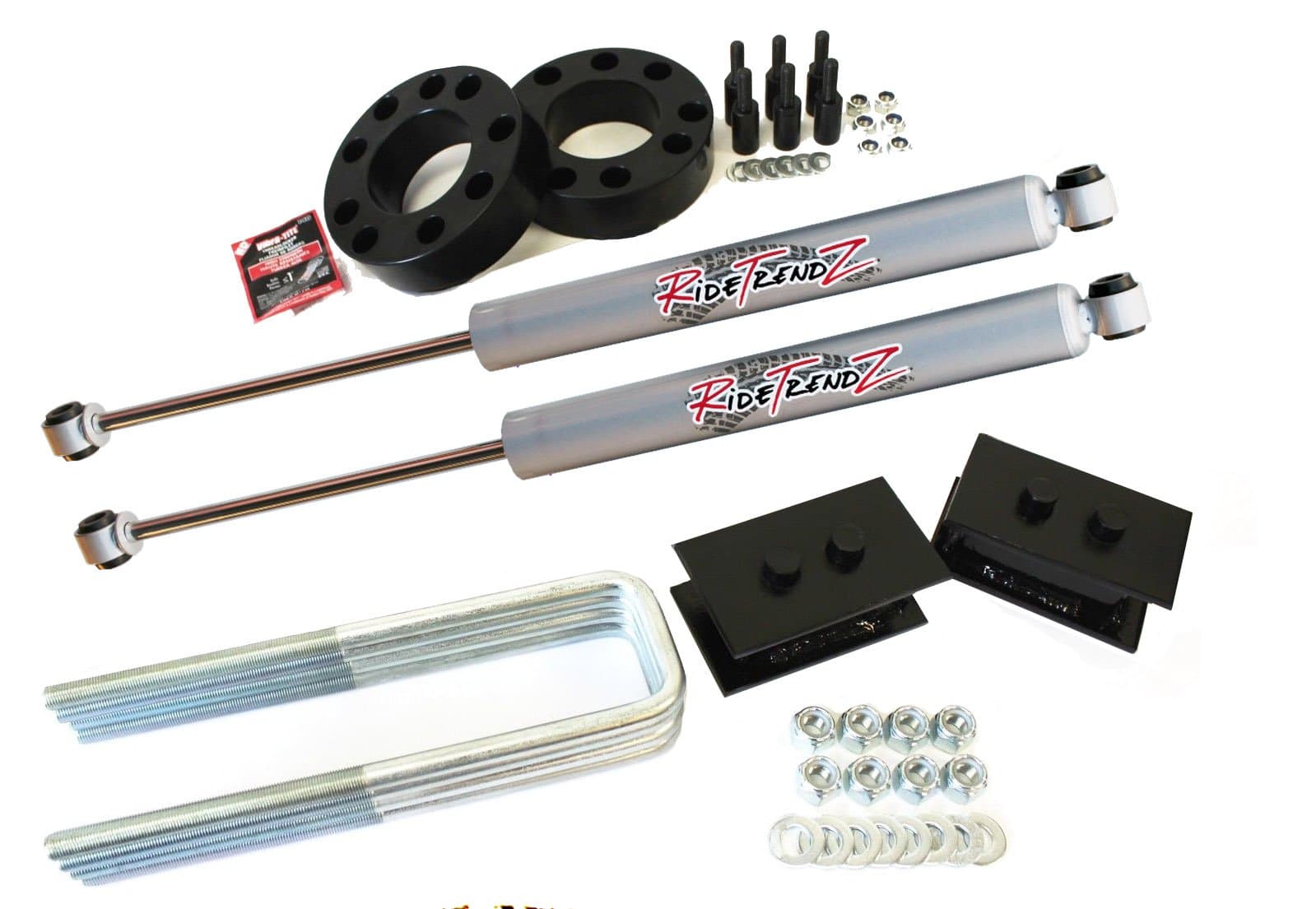 RTZ - Fits Ford F150 Full Lift Kit Front 2.5" Strut Spacers + Rear 1" Tapered Steel Blocks + RTZ Primo Nitrogen Gas Shocks 2WD BK