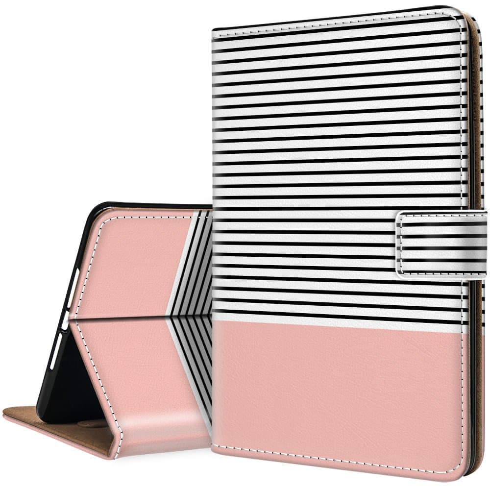 Ademen iPad Pro 10.5 Inch PU Leather Case, Minimal Rose Gold Stripes Protective Lightweight Folio Smart Case Cover With Magnetic Auto Sleep Wake Function Only For iPad Pro 10.5