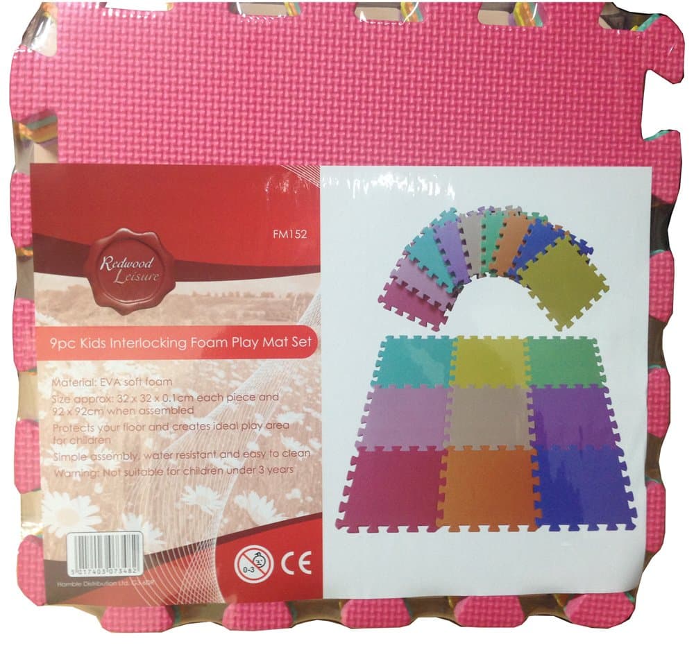 KIDS BABY EVA INTERLOCKING SOFT FOAM ACTIVITY PLAY MAT SET TILES FLOOR 9PC INTER-LOCKING